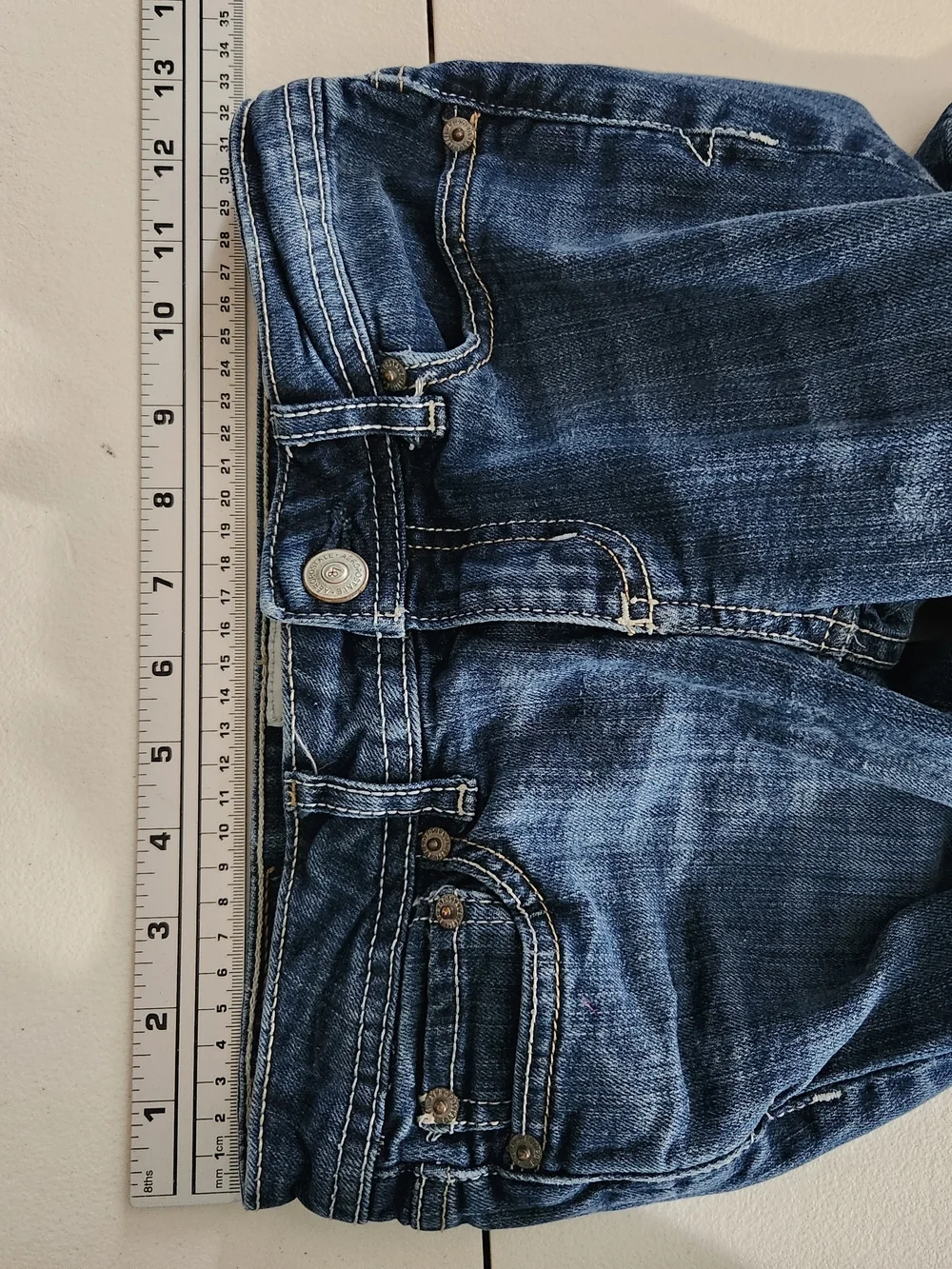 Aeropostale Women's Dark Blue Bootcut Jeans with Contrast Stitching